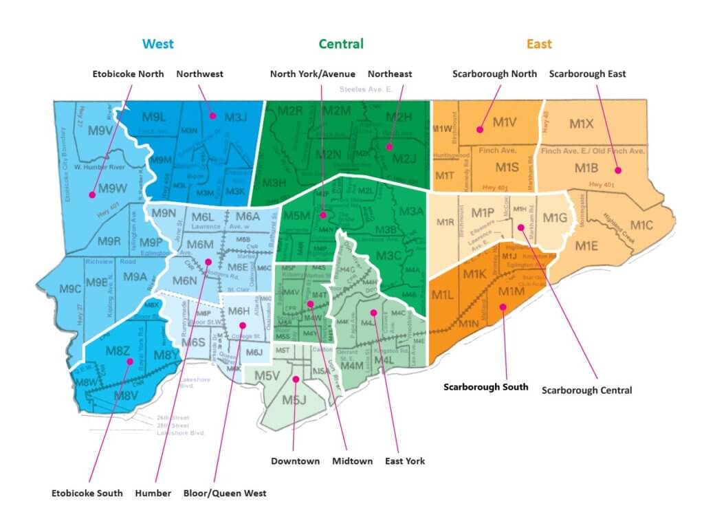 Bellwoods supports Etobicoke North, Northeast & South, North York, Scarborough, Humber, Bloor/Queen W., Downtown, Midtown, East York